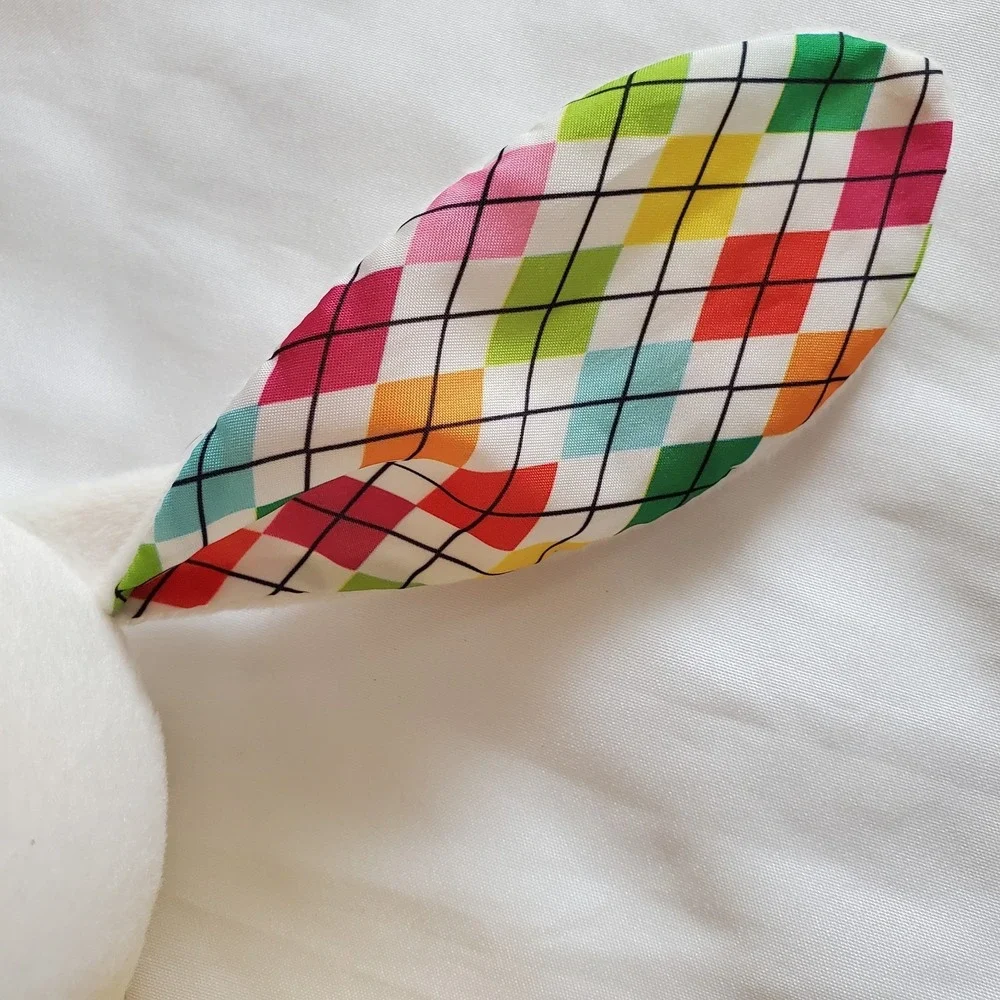 Plush Bunny Infantino Lovey Argyle Pattern Ears and Yellow Carrot Sweater Easter